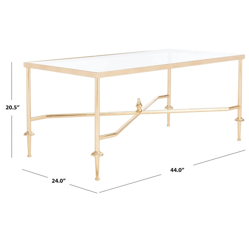 Table Basse Feuille d'Or - 44 L x 24 P x 20,5 H - 44Lx24Px21H