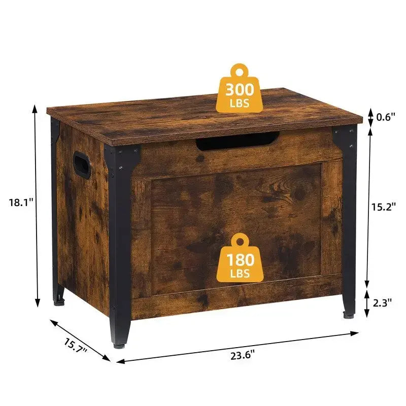 Pouffe de rangement vintage en fer avec couvercle - Repose-pieds et boîte de rangement polyvalents