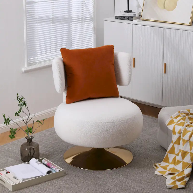Fauteuil rond pivotant en tissu