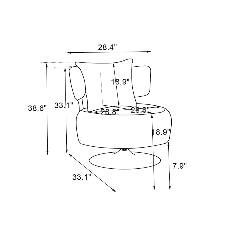 Fauteuil rond pivotant en tissu