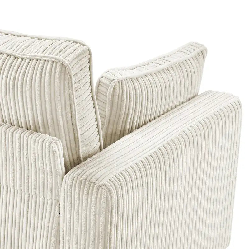 81 Canapé 3 places moderne en velours côtelé, canapé rectangaire rembourré en polyester avec base en bois pour salon