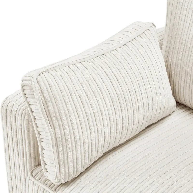 81 Canapé 3 places moderne en velours côtelé, canapé rectangaire rembourré en polyester avec base en bois pour salon