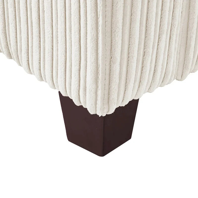 81 Canapé 3 places moderne en velours côtelé, canapé rectangaire rembourré en polyester avec base en bois pour salon