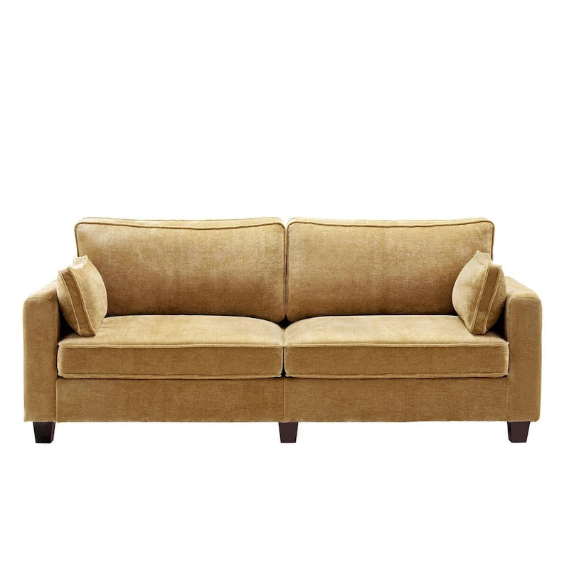 81 Canapé 3 places moderne en velours côtelé, canapé rectangaire rembourré en polyester avec base en bois pour salon