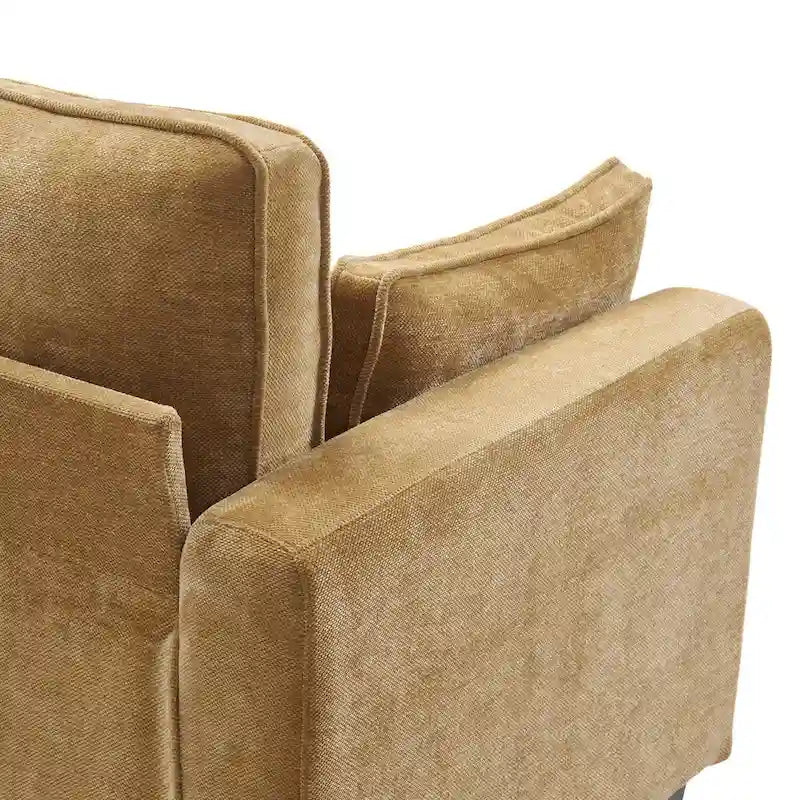 81 Canapé 3 places moderne en velours côtelé, canapé rectangaire rembourré en polyester avec base en bois pour salon