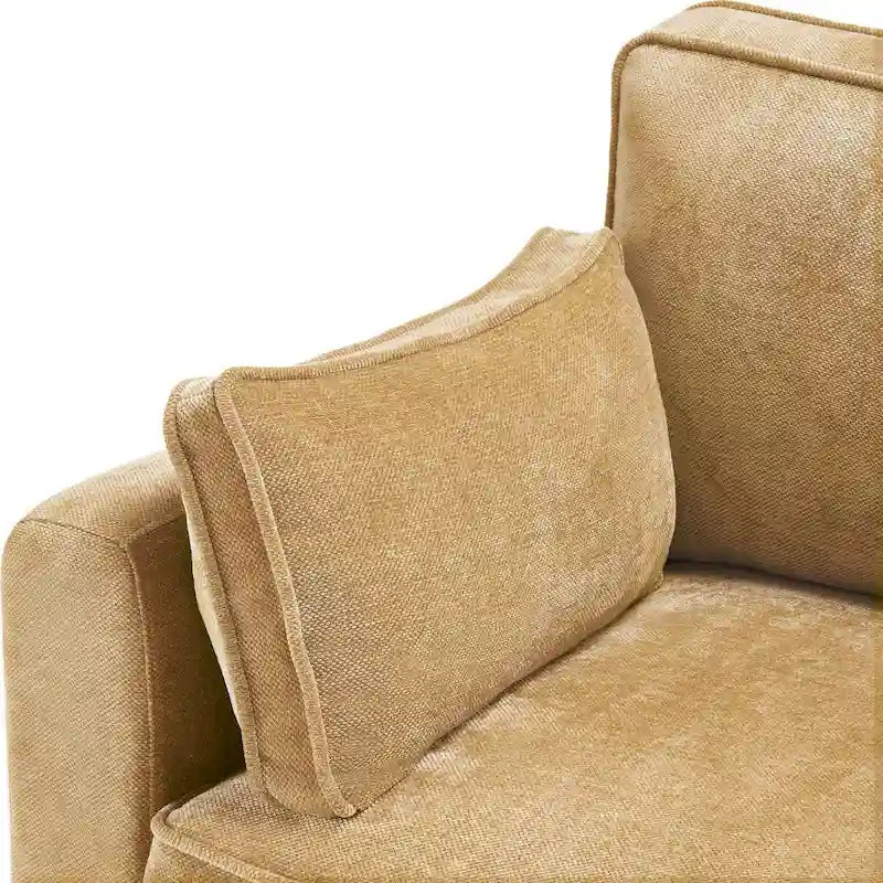 81 Canapé 3 places moderne en velours côtelé, canapé rectangaire rembourré en polyester avec base en bois pour salon
