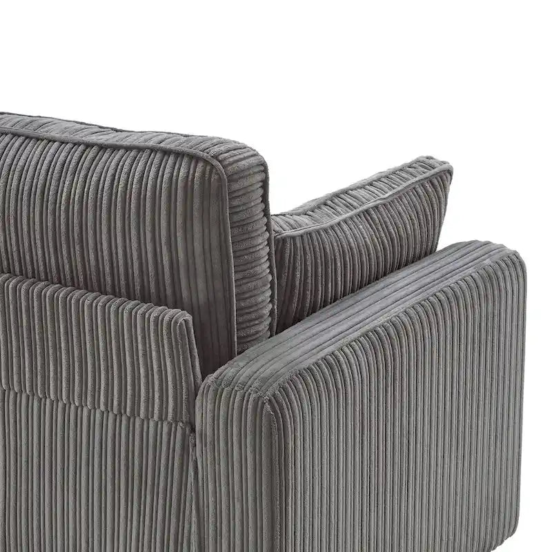 81 Canapé 3 places moderne en velours côtelé, canapé rectangaire rembourré en polyester avec base en bois pour salon