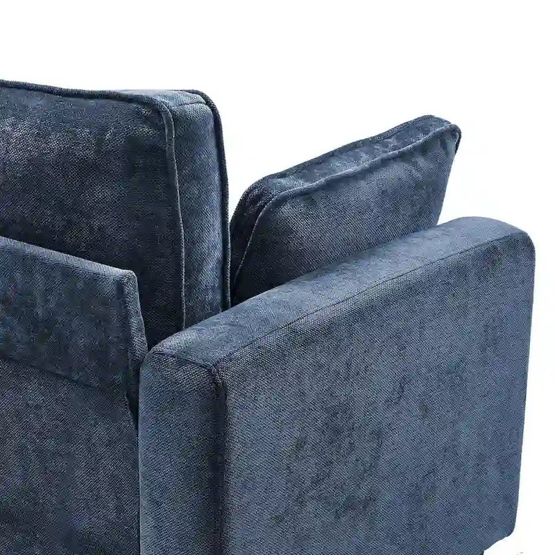 81 Canapé 3 places moderne en velours côtelé, canapé rectangaire rembourré en polyester avec base en bois pour salon