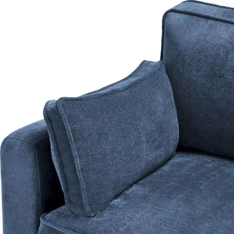 81 Canapé 3 places moderne en velours côtelé, canapé rectangaire rembourré en polyester avec base en bois pour salon