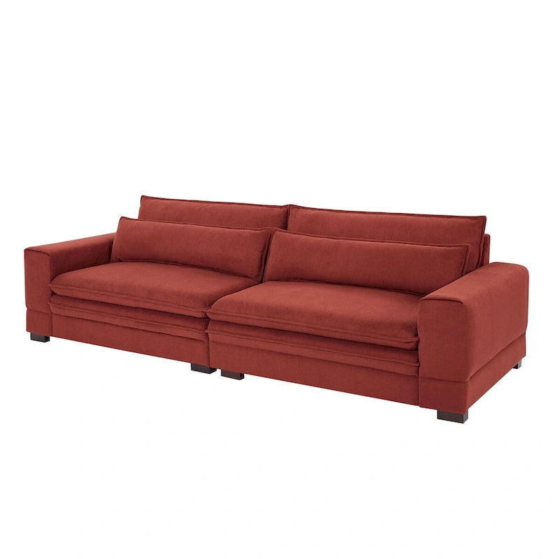 Canapé en tissu moderne du milieu du siècle, 104 po, canapé rembourré avec 2 oreillers, pieds en bois massif