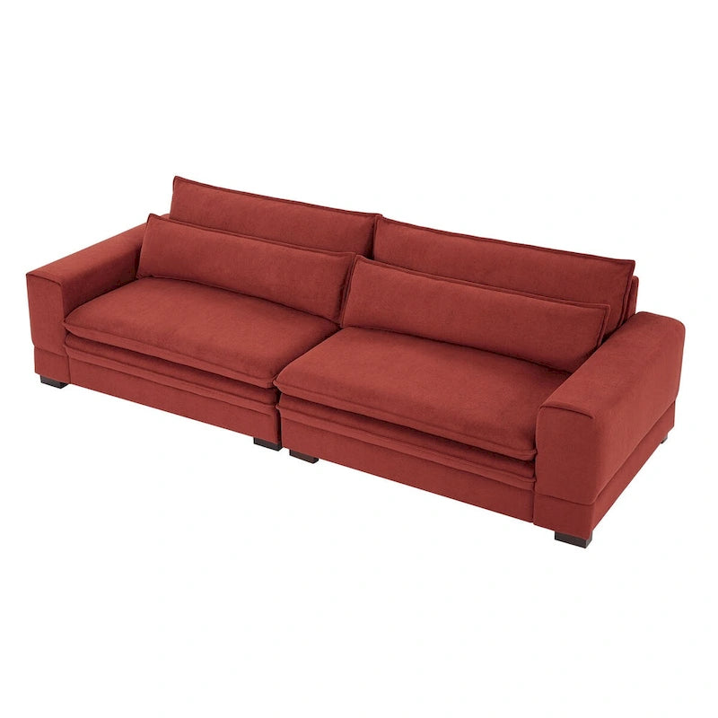 Canapé en tissu moderne du milieu du siècle, 104 po, canapé rembourré avec 2 oreillers, pieds en bois massif