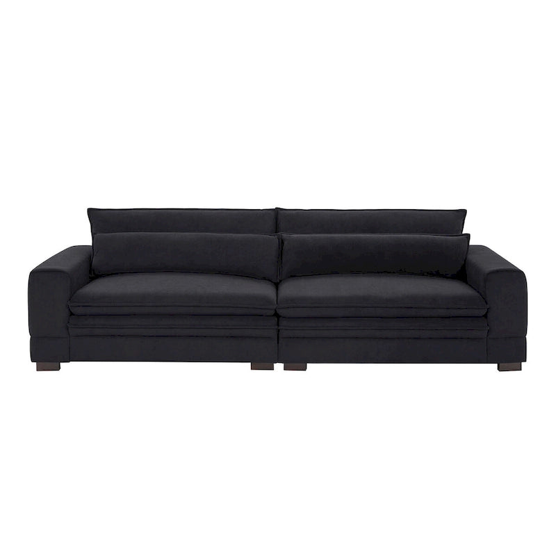 Canapé en tissu moderne du milieu du siècle, 104 po, canapé rembourré avec 2 oreillers, pieds en bois massif