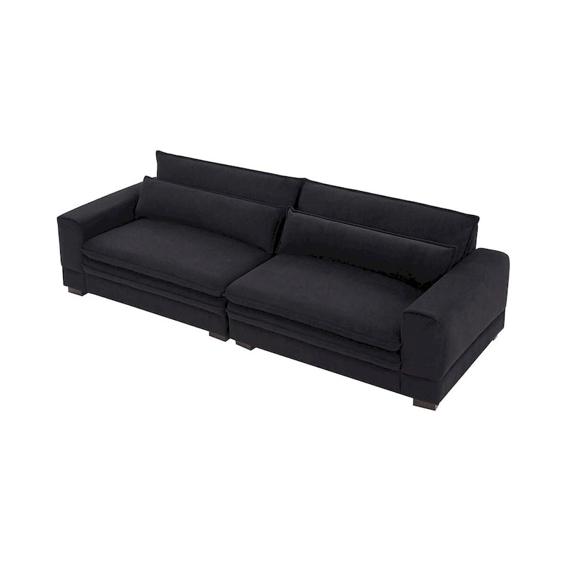 Canapé en tissu moderne du milieu du siècle, 104 po, canapé rembourré avec 2 oreillers, pieds en bois massif