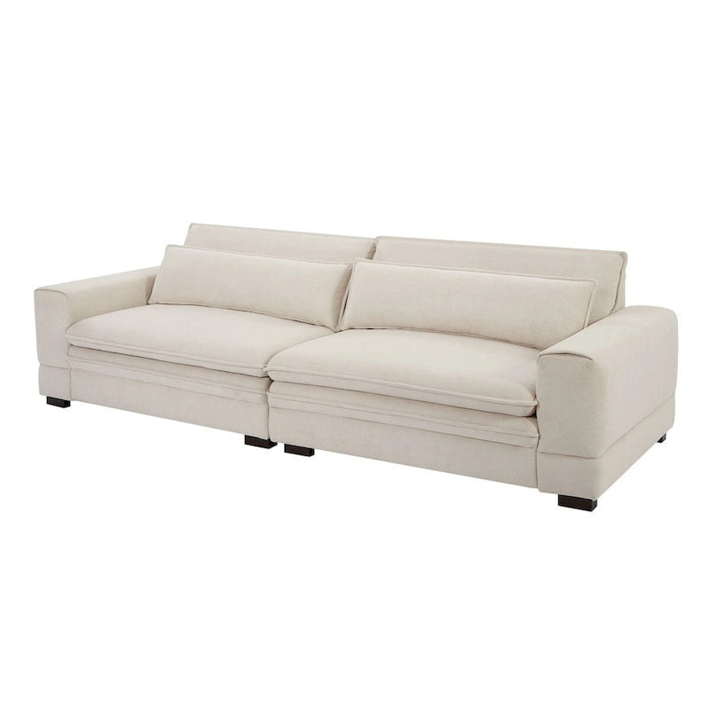 Canapé en tissu moderne du milieu du siècle, 104 po, canapé rembourré avec 2 oreillers, pieds en bois massif