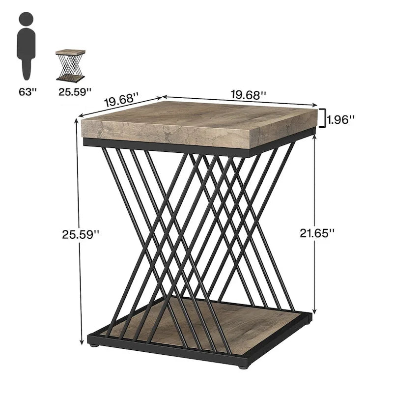 Table d'appoint carrée en faux marbre de 49,9 cm, tables de chevet modernes, table d'appoint dorée pour salon