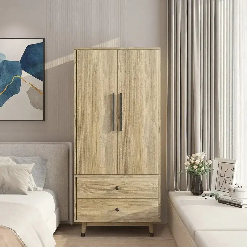 Armoire en bois avec 2 tiroirs et 2 portes