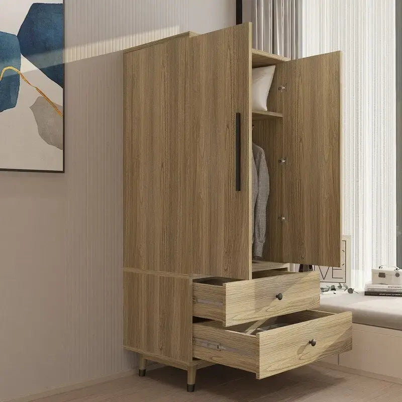 Armoire en bois avec 2 tiroirs et 2 portes