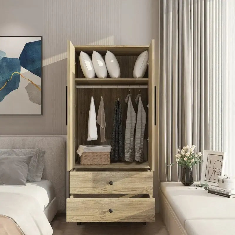 Armoire en bois avec 2 tiroirs et 2 portes