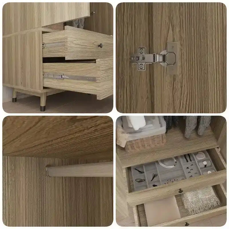 Armoire en bois avec 2 tiroirs et 2 portes