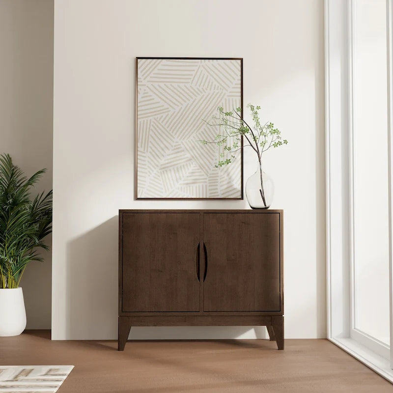 Buffet/Meuble de rangement moderne rectangulaire de 96,5 cm avec 2 portes en noyer brun