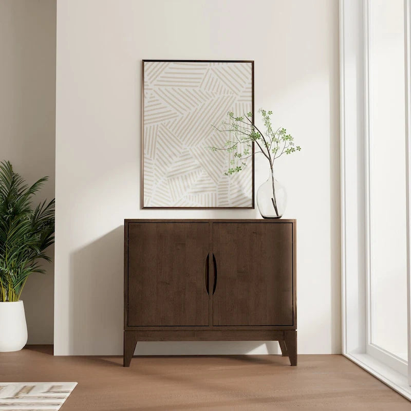 WYNDENHALL Pearson SOLID HARDWOOD 38 Wide Rectangle Modern 2 Door Sideboard Buffet/Storage Cabinet in Walnut Brown