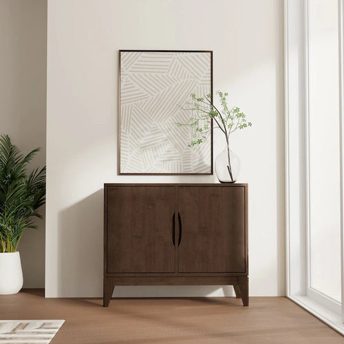 WYNDENHALL Pearson SOLID HARDWOOD 38 Wide Rectangle Modern 2 Door Sideboard Buffet/Storage Cabinet in Walnut Brown