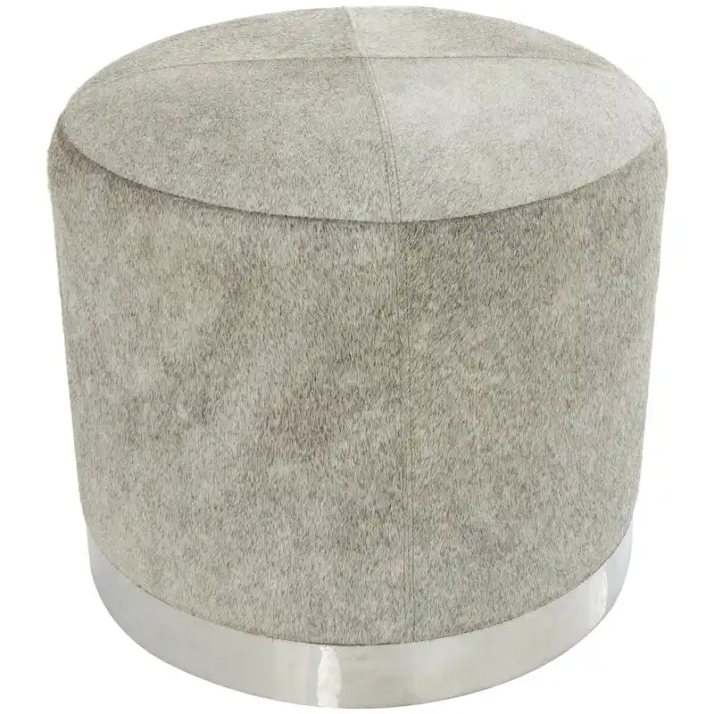 Tabouret de salon en patchwork de cuir avec base en métal argenté - Gris - Roche River Decor