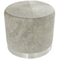Tabouret de salon en patchwork de cuir avec base en métal argenté - Gris - Roche River Decor