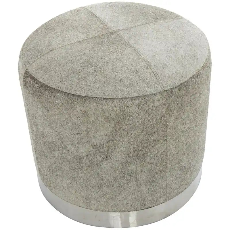 Tabouret de salon en patchwork de cuir avec base en métal argenté - Gris - Roche River Decor