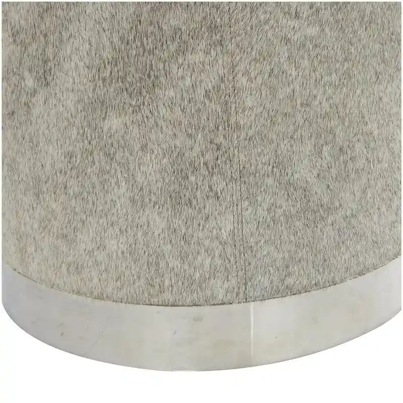 Tabouret de salon en patchwork de cuir avec base en métal argenté - Gris - Roche River Decor