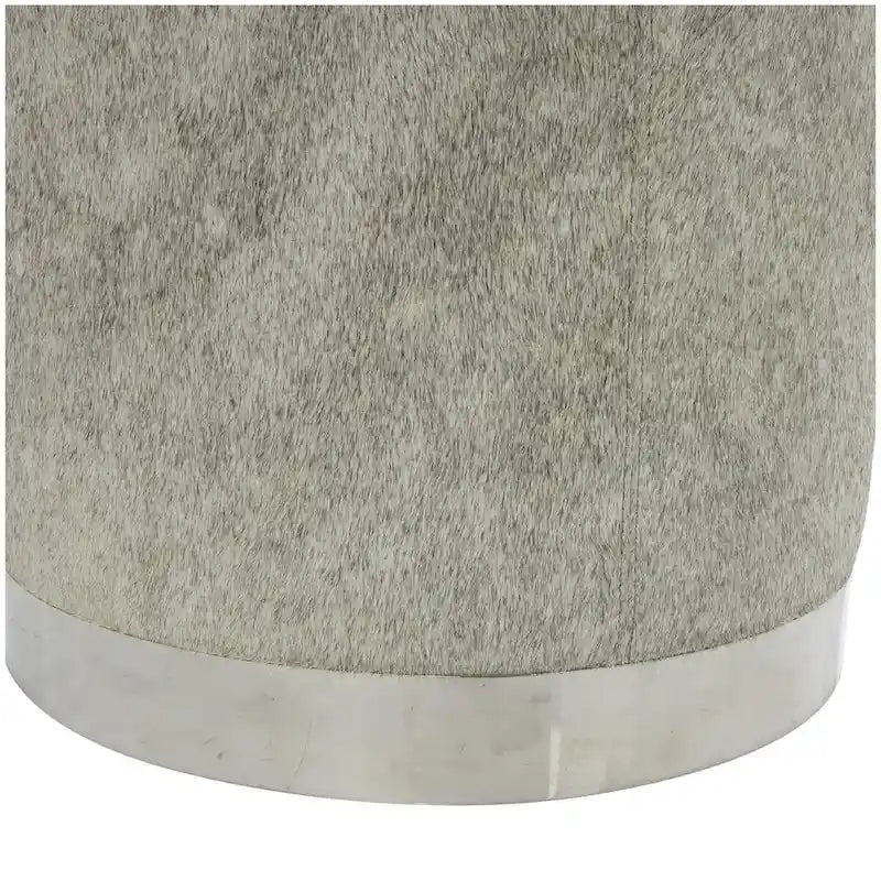 Tabouret de salon en patchwork de cuir avec base en métal argenté - Gris - Roche River Decor