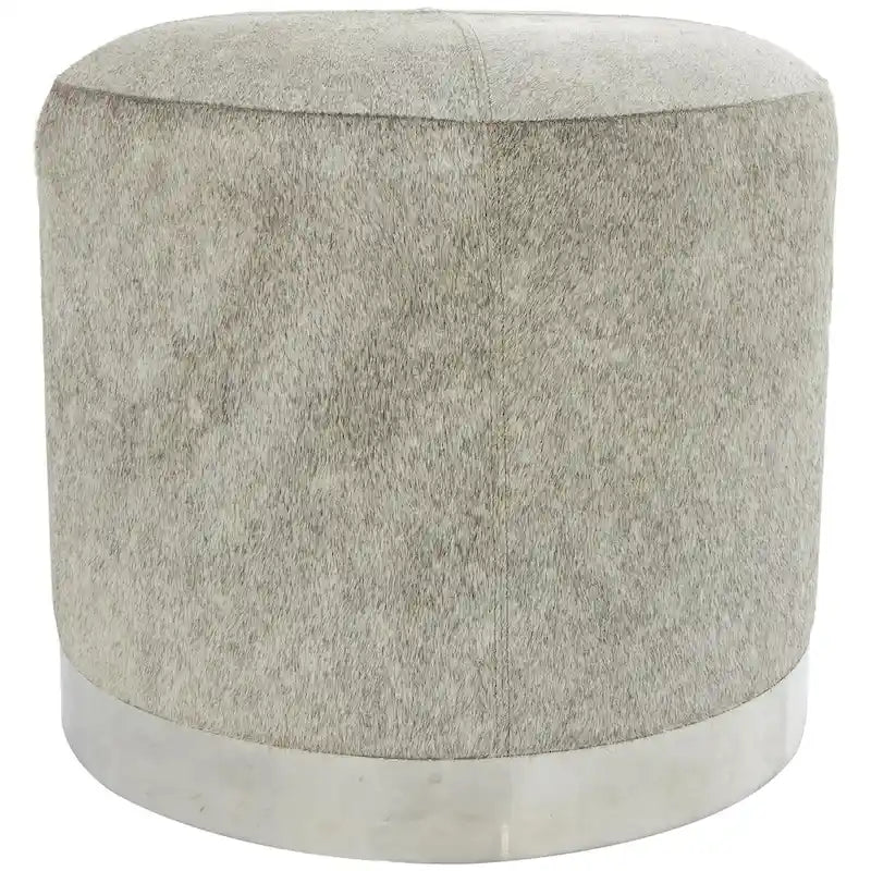 Tabouret de salon en patchwork de cuir avec base en métal argenté - Gris - Roche River Decor