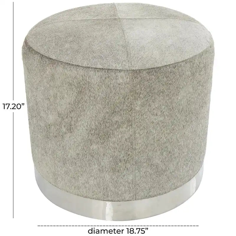 Tabouret de salon en patchwork de cuir avec base en métal argenté - Gris - Roche River Decor