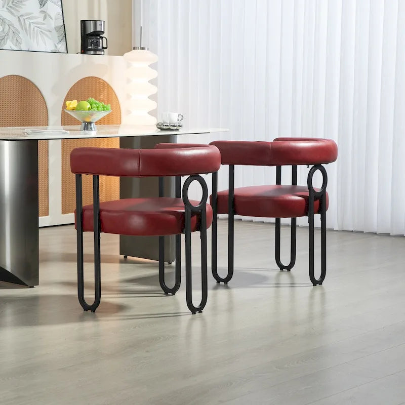 Fauteuil d'appoint, chaise de salle à manger, chaises latérales de type tonneau, fauteuil de cuisine au design contemporain en tissu PU, pour salon, lot de 2