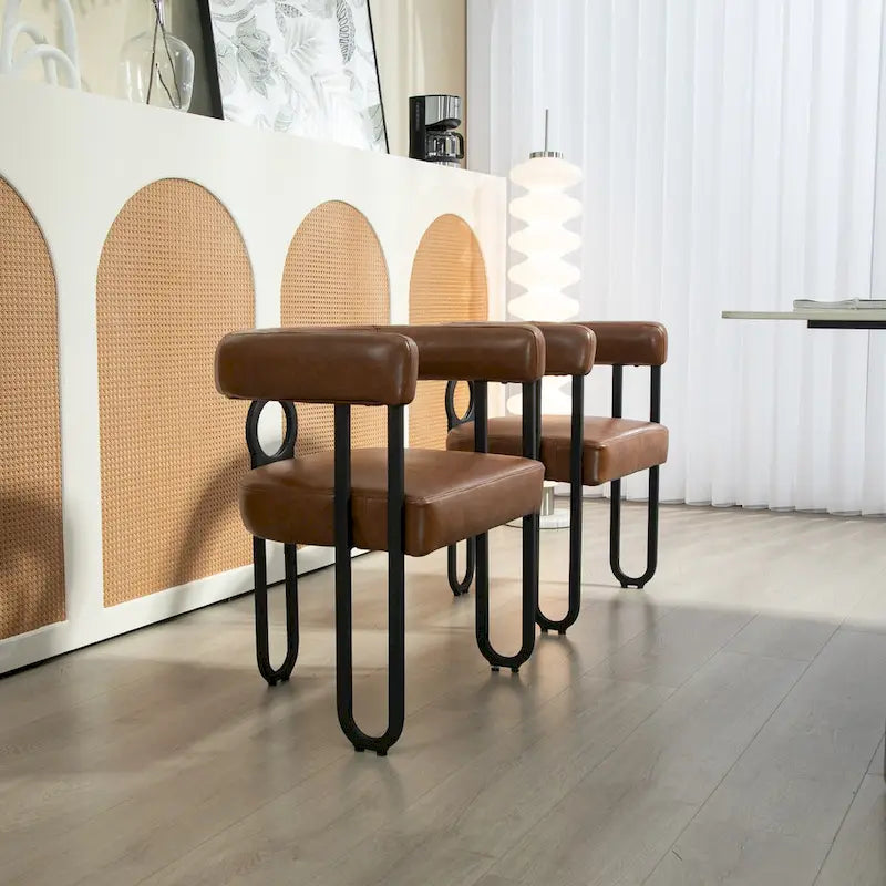 Fauteuil d'appoint, chaise de salle à manger, chaises latérales de type tonneau, fauteuil de cuisine au design contemporain en tissu PU, pour salon, lot de 2