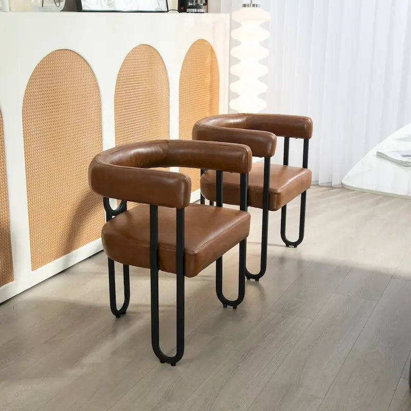 Fauteuil d'appoint, chaise de salle à manger, chaises latérales de type tonneau, fauteuil de cuisine au design contemporain en tissu PU, pour salon, lot de 2