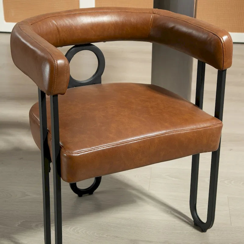 Fauteuil d'appoint, chaise de salle à manger, chaises latérales de type tonneau, fauteuil de cuisine au design contemporain en tissu PU, pour salon, lot de 2