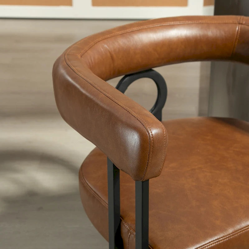 Fauteuil d'appoint, chaise de salle à manger, chaises latérales de type tonneau, fauteuil de cuisine au design contemporain en tissu PU, pour salon, lot de 2