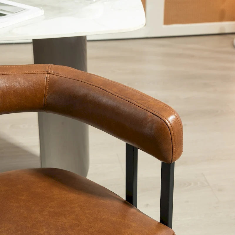 Fauteuil d'appoint, chaise de salle à manger, chaises latérales de type tonneau, fauteuil de cuisine au design contemporain en tissu PU, pour salon, lot de 2