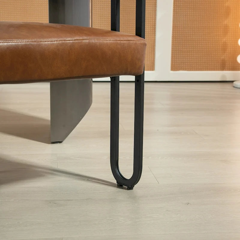 Fauteuil d'appoint, chaise de salle à manger, chaises latérales de type tonneau, fauteuil de cuisine au design contemporain en tissu PU, pour salon, lot de 2