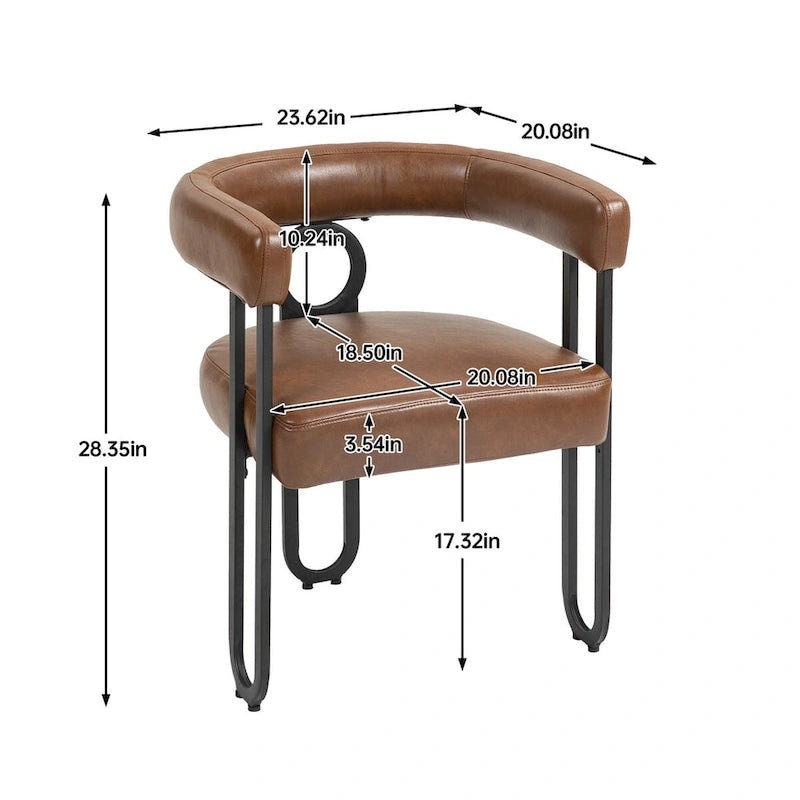 Fauteuil d'appoint, chaise de salle à manger, chaises latérales de type tonneau, fauteuil de cuisine au design contemporain en tissu PU, pour salon, lot de 2