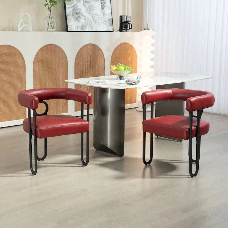 Fauteuil d'appoint, chaise de salle à manger, chaises latérales de type tonneau, fauteuil de cuisine au design contemporain en tissu PU, pour salon, lot de 2