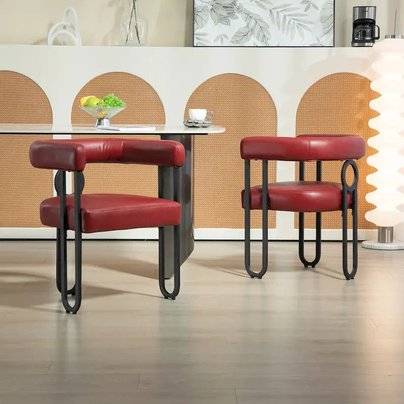 Fauteuil d'appoint, chaise de salle à manger, chaises latérales de type tonneau, fauteuil de cuisine au design contemporain en tissu PU, pour salon, lot de 2