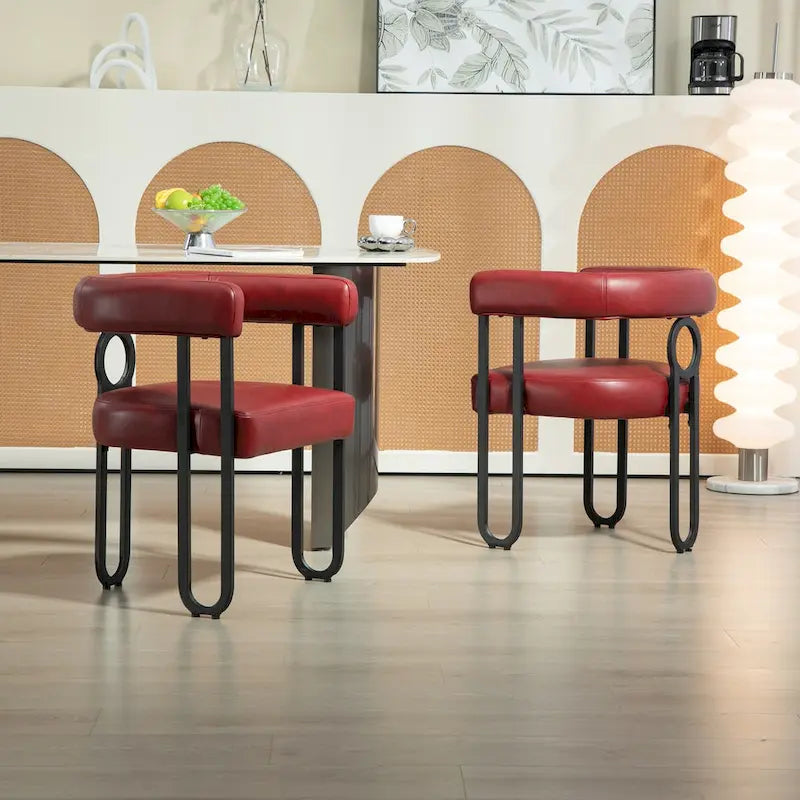 Fauteuil d'appoint, chaise de salle à manger, chaises latérales de type tonneau, fauteuil de cuisine au design contemporain en tissu PU, pour salon, lot de 2