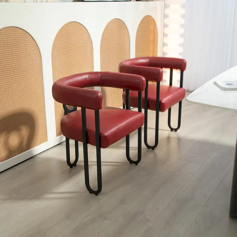Fauteuil d'appoint, chaise de salle à manger, chaises latérales de type tonneau, fauteuil de cuisine au design contemporain en tissu PU, pour salon, lot de 2