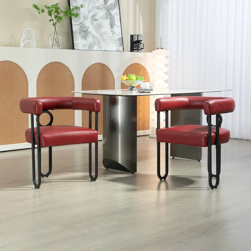 Fauteuil d'appoint, chaise de salle à manger, chaises latérales de type tonneau, fauteuil de cuisine au design contemporain en tissu PU, pour salon, lot de 2