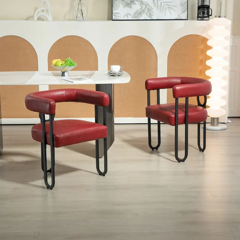 Fauteuil d'appoint, chaise de salle à manger, chaises latérales de type tonneau, fauteuil de cuisine au design contemporain en tissu PU, pour salon, lot de 2