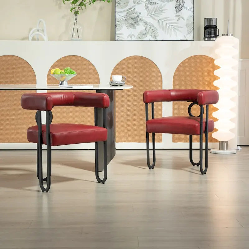 Fauteuil d'appoint, chaise de salle à manger, chaises latérales de type tonneau, fauteuil de cuisine au design contemporain en tissu PU, pour salon, lot de 2
